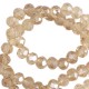 Faceted glass beads 4x3mm disc Latte beige-pearl shine coating